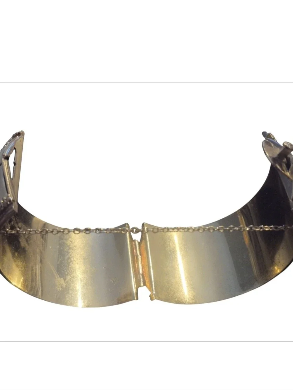 Vintage-Style White and Gold Porcelain Bangle Bracelet